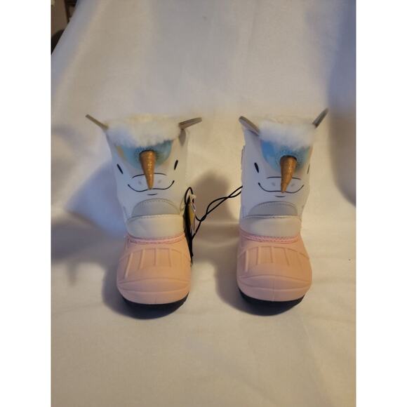 Cat & Jack Light Pink White Frankie Unicorn Toddlers Winter Boots 5 Waterproof - Picture 1 of 5